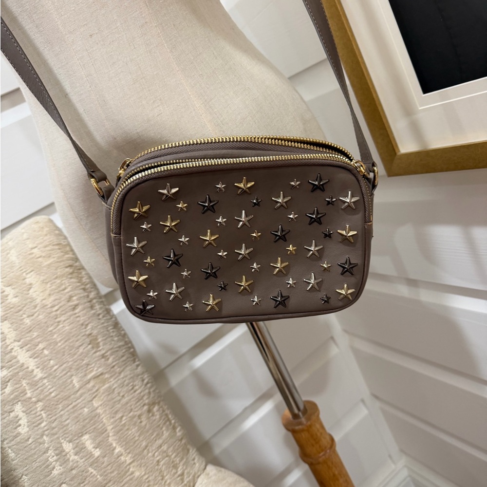 Jimmy Choo Star-Embellished Gray Crossbody Bag